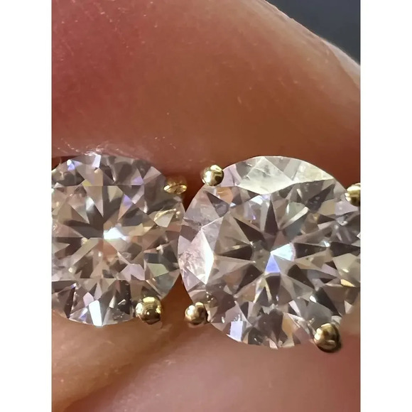 10k yellow gold .40 ctw moissanite stud earrings - Picture 1 of 12